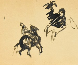 Ludwik MACIĄG (1920-2007), Skizzen eines Reiters auf dem Pferderücken