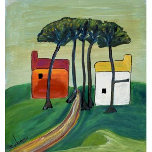 Eugeniusz TUKAN-WOLSKI (1928-2014), Paesaggio con edifici e alberi
