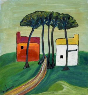 Eugeniusz TUKAN-WOLSKI (1928-2014), Krajina s budovami a stromami