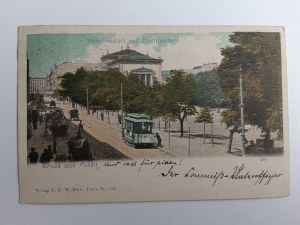 CARTE POSTALE POZNAŃ POSEN WILHELMPLATZ THÉÂTRE, TRAMWAY, ADRESSE LONGUE, AVANT-GUERRE 1899, TIMBRE, TAMPONNÉ
