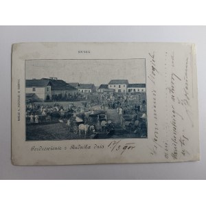 CARTOLINA RUDNIK, BASSO, STALOWA WOLA, MERCATO, INDIRIZZO LUNGO, FRANCOBOLLO, ANTEGUERRA 1900