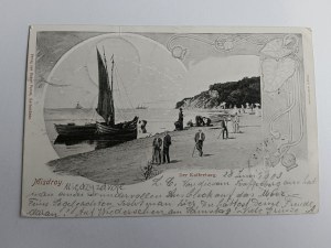 POSTCARD MIĘDZYZDROJE MISDROY, DER KAFFEEBERG, BOAT BEACH, LONG ADDRESS, PRE-WAR, STAMP, STAMP 1903