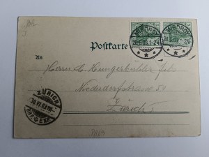 CARTE POSTALE MIĘDZYZDROJE MISDROY, DER KAFFEEBERG, PLAGE DE BATEAUX, LONGUE ADRESSE, AVANT-GUERRE, TIMBRE, TIMBRE 1903 R