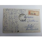 POCZTÓWKA STEMPEL GOSTYŃ, ZNACZEK R POLECONY, ZELÓW, PRZEDWOJENNA 1920 R, MALARSTWO TREUTER LETZTER SCHNEE, ZIMA ŚNIEG