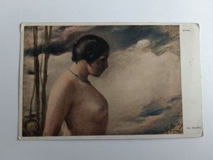 POSTCARD PAINTING POLISH ŻMURKO, SPHINX, WOMAN NUDE, PRE-WAR 1913