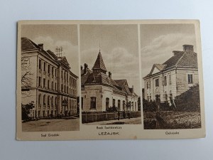 POSTCARD LEŻAJSK 3 VIEWS, GRODZKI COURT, COOPERATIVE BANK, OCHRONKA PRZEDWOJENNA, WYD BARAN