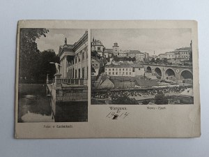 POSTCARD WARSAW PALACE IN BATHS NEW DESCENT PRE-WAR 1914