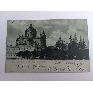 CARTE POSTALE LVOV ÉGLISE DE ST. JURA, ADRESSE LONGUE, AVANT-GUERRE1899, TIMBRE-POSTE