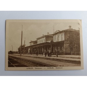 POHLEDNICE LUBLIN STATION BAHNHOF PŘEDVÁLEČNÁ, ZNÁMKA, ZNÁMKA MILITAR ZENSUR, CENZURA, 1916