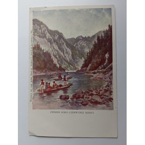 CARTE POSTALE PIENINY PRÈS DE LA ROCHE ROUGE, DUNAJEC RAFTING, AVANT-GUERRE 1906, PEINTURE POLONAISE