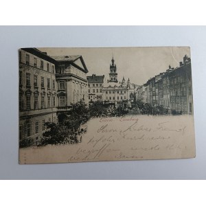 POHĽADNICA LVOV LEMEBERG MARKET, DLHÁ ADRESA, PREDVOJNOVÝ ROK 1897, ZNÁMKA, PEČIATKA