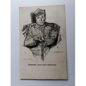 POSTKARTE POLNISCHE MALEREI, SIEMASZKO BEKANNT DRAMATISCHEN KÜNSTLER, BRIEFMARKE GRAJEWO, BRIEFMARKE, VORKRIEG 1920ER JAHRE