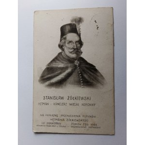 CARTE POSTALE HETMAN STANISLAW ŻÓŁKIEWSKI, GRAND CHANCELIER DE LA COURONNE, AVANT-GUERRE 1908, TIMBRE, TIMBRE