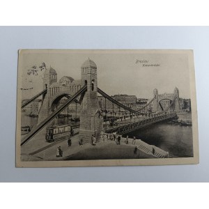 CARTE POSTALE WROCŁAW BRESLAU KAISERBRUCKE BRIDGE TRAMWAY, AVANT-GUERRE 1912