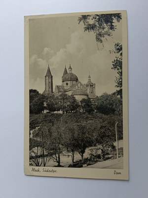 CARTE POSTALE PŁOCK CHURCH 1941, TIMBRE