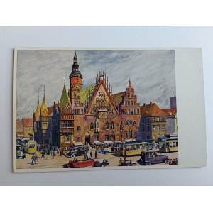 POCZTÓWKA WROCŁAW BRESLAU RATUSZ, MALARSTWO VAN HOUT, PRZEDWOJENNA 1931 R