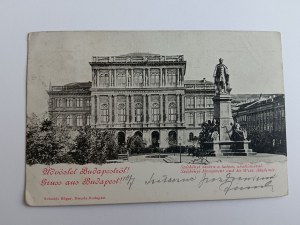 POSTCARD BUDAPEST BUDAPEST HUNGARY, LONG ADDRESS, ACADEMY, UNIVERSITY, PRE-WAR