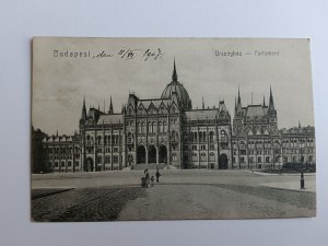 POCZTÓWKA BUDAPESZT BUDAPEST WĘGRY, PARLAMENT, PRZEDWOJENNA 1907 R