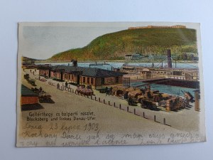 POSTCARD MOUNTAIN GELLERT LONG ADDRESS, SHIP, PRE-WAR 1903, STAMP, STAMP, HUNGARY