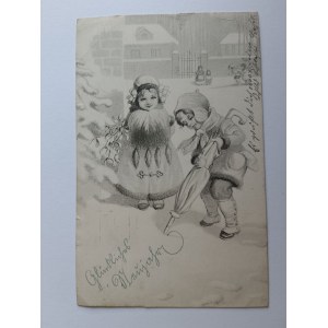 CARTE POSTALE ENFANTS, HIVER, AVANT-GUERRE 1911, TIMBRE
