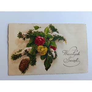 BRIEFMARKE CIECHANÓW, WEIHNACHTSPOSTKARTE, ROSEN, VORKRIEGSZEIT 1928