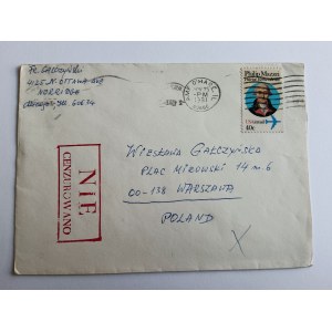 ENVELOPE PRL NOT CENSORED MARTIAL LAW 1981, WARSAW, OTTAWA CANADA, STAMP AMF O'HARE IL