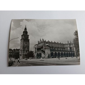 CARTE POSTALE PRL KRAKOW MAIN SQUARE TOWN HALL TOWER AND CLOTHS HALLS