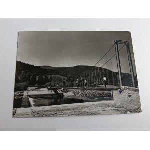 CARTOLINA PRL USTROŃ JASZOWIEC PONTE SOSPESO SULLA VISTOLA, FRANCOBOLLO