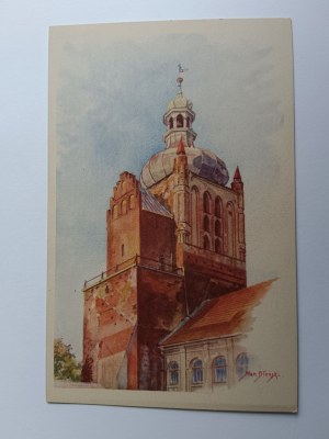 POSTCARD PAINTING PŁOCK CATHEDRAL