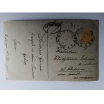 CARTE POSTALE PEINTURE POLONAISE COUCHER DE SOLEIL, TIMBRE, TIMBRE, AVANT-GUERRE, DĄBROWA 1910