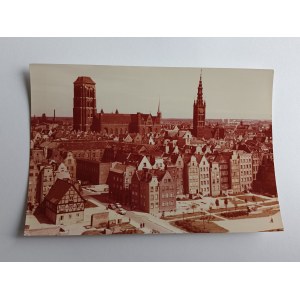 POSTKARTE DANZIG GESAMTANSICHT, NMP-KIRCHE UND RATHAUS