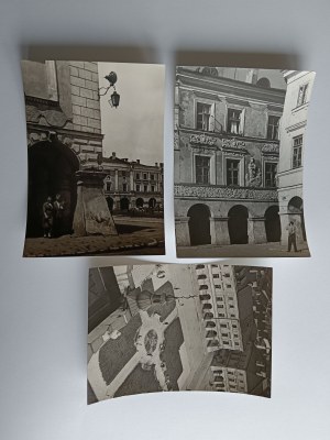 SET OF 3 POSTCARDS PRL ZAMOSC, FRAGMENT OF THE GRAND MARKET SQUARE