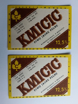 SET OF 2 BEER LABELS, BREWERY, KMICIC LAGER, BREWERY CZĘSTOCHOWA