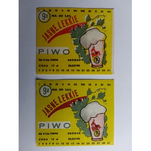 SET OF 2 BEER LABELS, OLSZTYN BREWERY, LIGHT BEER