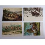 SET OF 8 POSTCARDS HUNTING SCENES IN POLISH PAINTING, HUNTING, HUNTER, HUNTED