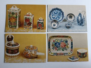 SET OF 9 POSTCARDS FAIENCE HAND-PAINTED