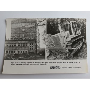 PHOTO PRL STALOWA WOLA, CONSTRUCTION D'UN HÔPITAL, BULLDOZER DE L'USINE SIDÉRURGIQUE DE STALOWA WOLA