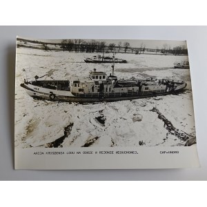 PHOTO PRL WIDUCHOWA, GRYFINO, ICEBREAKER, WOLF SHIP, ICE CRUSHING ACTION ON ODER RIVER, ODER RIVER