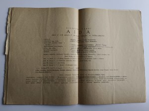 OPERNÍ PROGRAM, GIUSEPPE VERDI AIDA, OPERA O 4 DĚJSTVÍCH, STÁTNÍ OPERA VE WROCLAWI, 1956