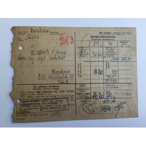 KRAKAU TELEPHONE BILL, ENVELOPE, 1941, STAMPED