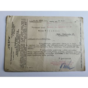 KRAKÓW VESTA BANK MUTUAL INSURANCE, KRAKÓW, POZNAŃ, LETTERA 1937, WOLA JUSTOWSKA, FRANCOBOLLO