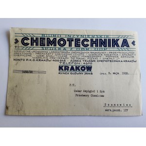 KRAKÓW CHEMOTECHNIKA BIURO INZYNIERSKIE PISMO, FIZYKA UJ, 1928 R,