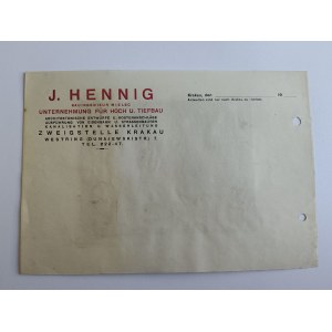 KRAKAU, J. HENNIG, MIELEC, BRIEF, RECHNUNG