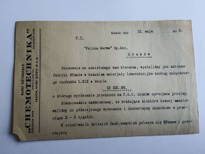 KRAKÓW CHEMOTECHNIKA BIURO INŻYNIERSKIE, PISMO 1928 R