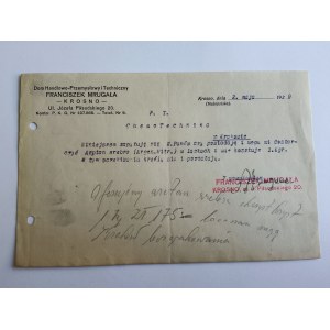 KROSNO, FRANCISZEK MRUGAŁA, LETTRE 1929, TIMBRE