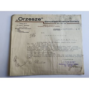 ORZESZE, OBERSCHLESISCHE GLASINDUSTRIE, BRIEF, 1930, STEMPEL