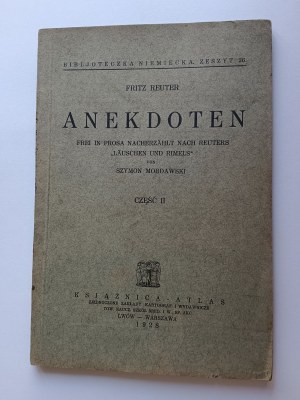 REUTER FRITZ, ANEKDOTEN Szymon Mordawski Teil II Lvov 1928 Handbuch der deutschen Sprache