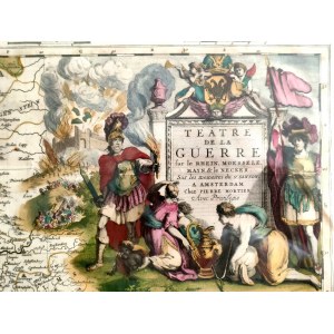 Teatre De La Guerre - Teatr Wojny - olbrzymia mapa działań wojennych nad Renem - Pierre Mortier (1661-1711) - Amsterdam 1703r [ wg. N.Sanson ]