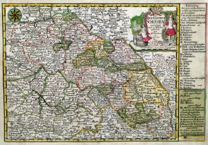 Map of Silesia - Johann Georg Schreiber (1676-1750) - hand colored copperplate - published ca. 1750 - [Duchy of Silesia, Silesia, Map of Poland].