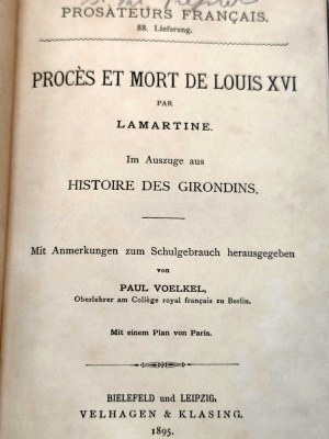 Lamartine - Trial et mort de Louis XVI - Leipzig 1985 [ Prozess und Tod von Ludwig XVI].